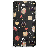 Cute Owl Pattern Black Impact Phone Case for iPhone X XS Max XR