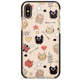 Cute Owl Pattern Black Impact Phone Case for iPhone X XS Max XR