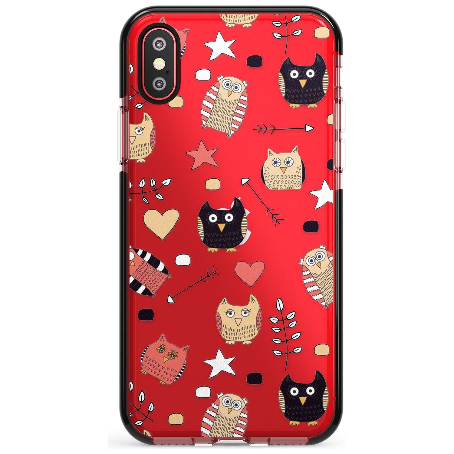 Cute Owl Pattern Black Impact Phone Case for iPhone X XS Max XR