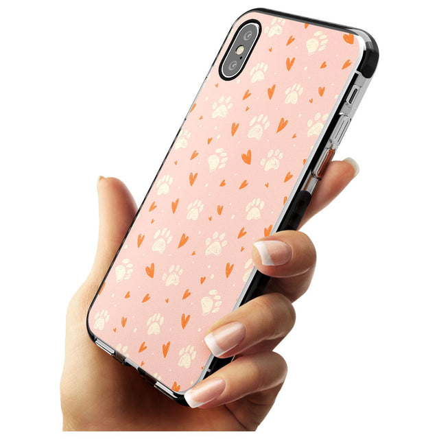 Paws & Hearts Pattern Pink Fade Impact Phone Case for iPhone X XS Max XR