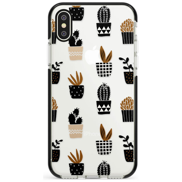 Large Mixed Plants Pattern - Clear Phone Case iPhone X / iPhone XS / Black Impact Case,iPhone XR / Black Impact Case,iPhone XS MAX / Black Impact Case Blanc Space