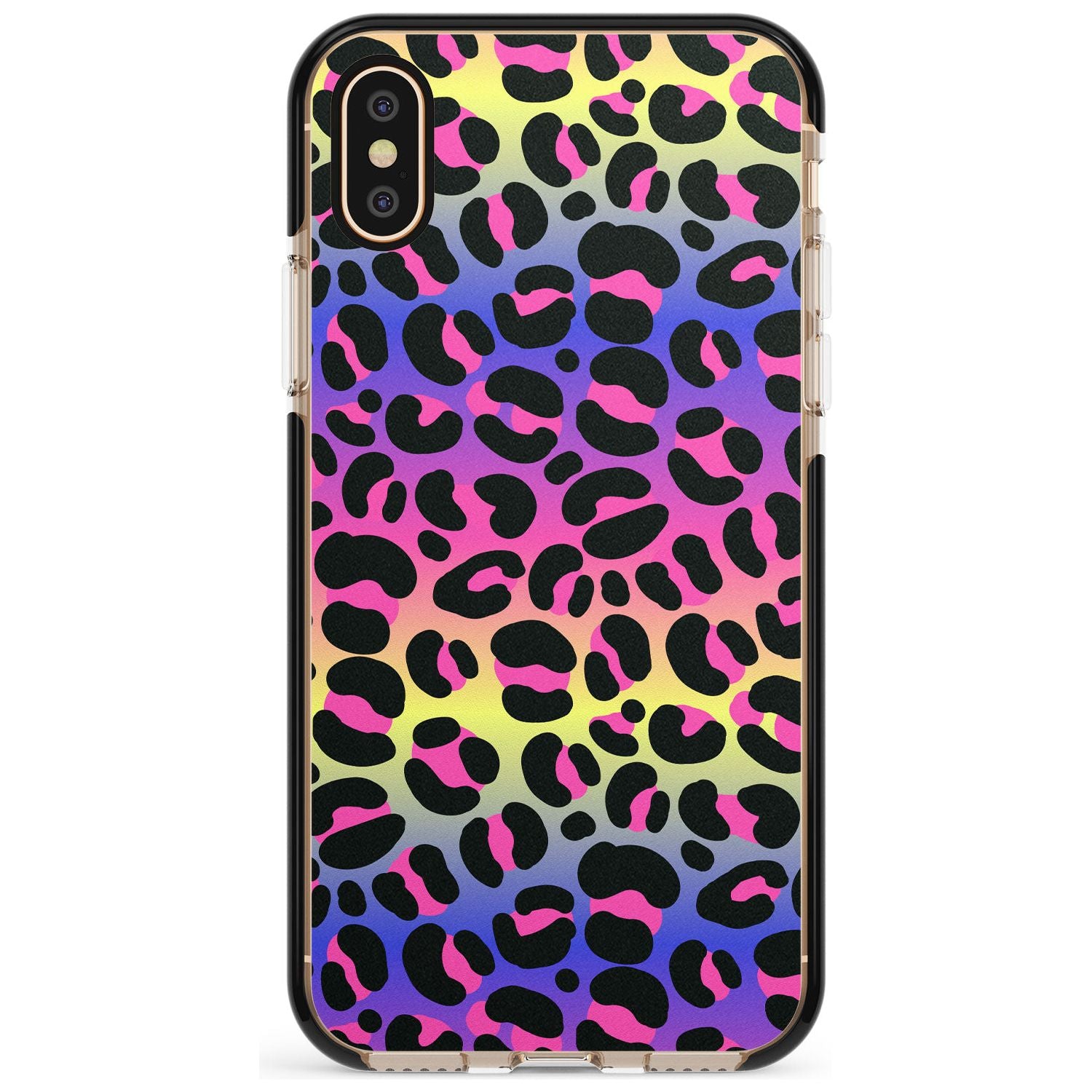 Rainbow Gradient Leopard Print Pink Fade Impact Phone Case for iPhone X XS Max XR
