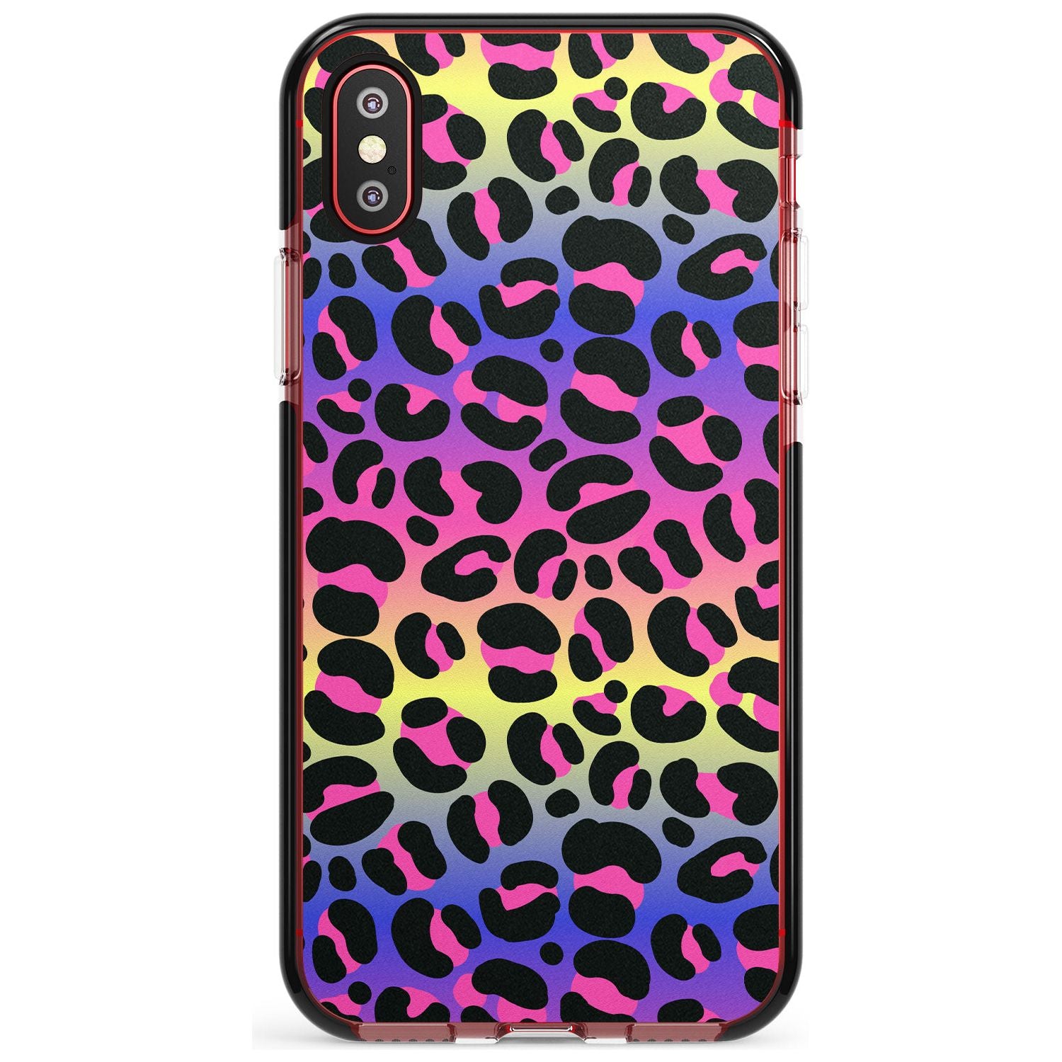 Rainbow Gradient Leopard Print Pink Fade Impact Phone Case for iPhone X XS Max XR