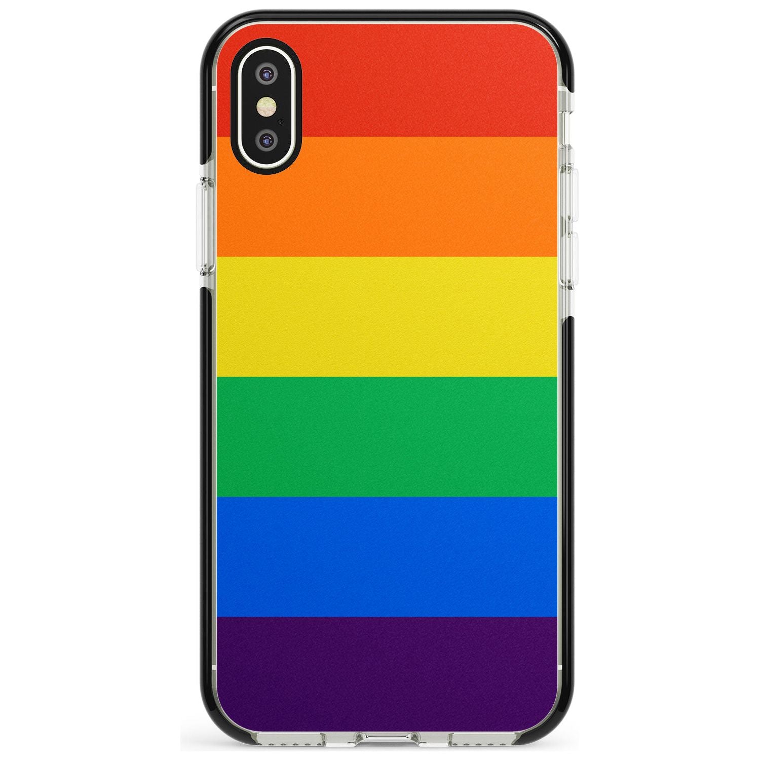 Rainbow Stripes Black Impact Phone Case for iPhone X XS Max XR