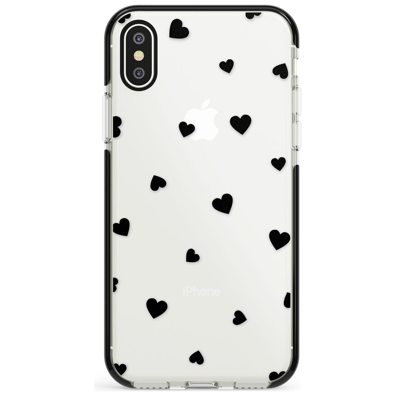 Black Hearts Pattern Black Impact Phone Case for iPhone X XS Max XR