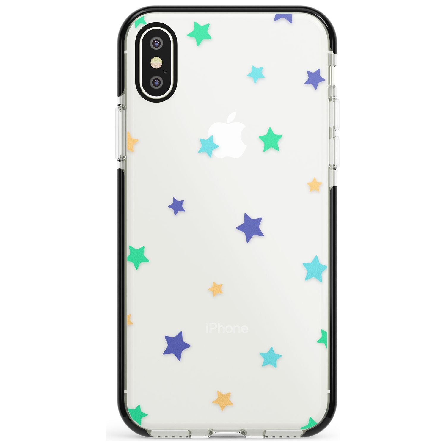 White Stars Pattern Black Impact Phone Case for iPhone X XS Max XR