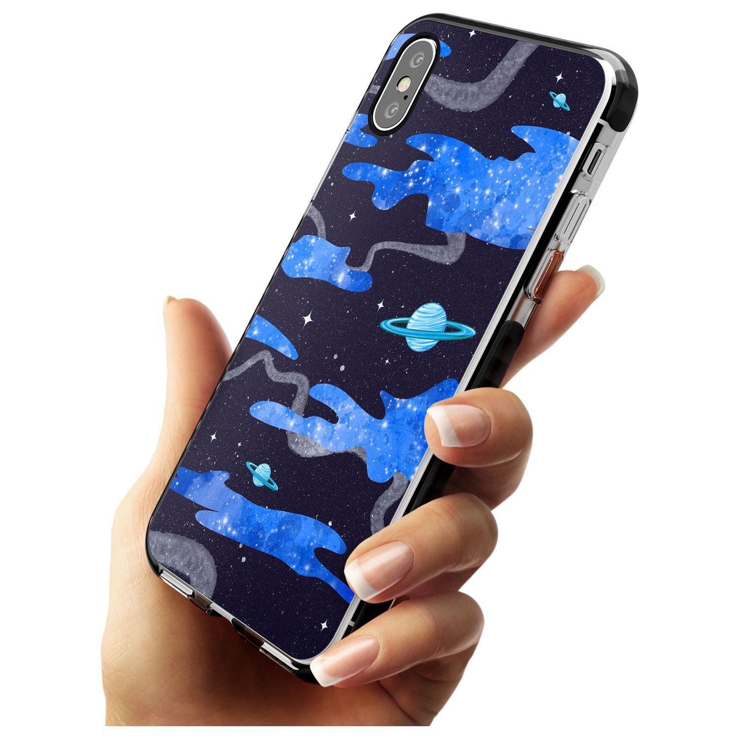 Blue Galaxy Black Impact Phone Case for iPhone X XS Max XR