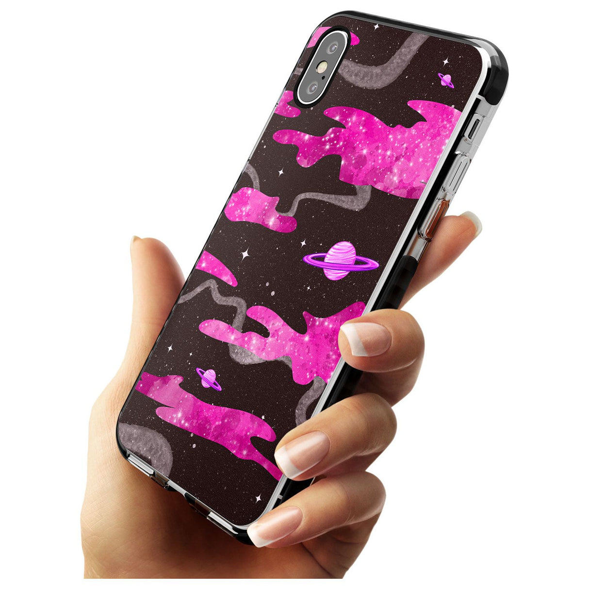 Pink Pattern Black Impact Phone Case for iPhone X XS Max XR