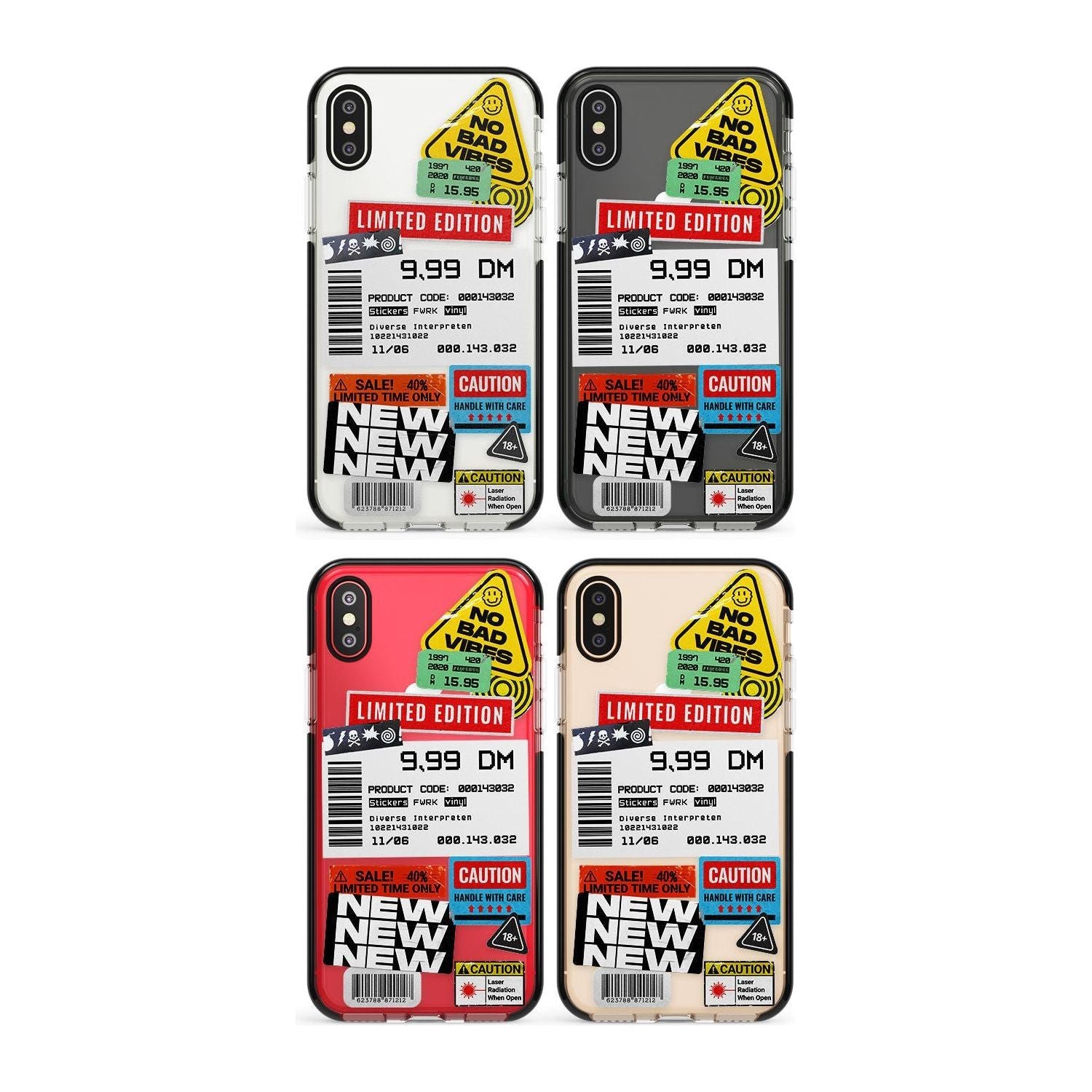 Barcode Sticker Mix Phone Case for iPhone X XS Max XR