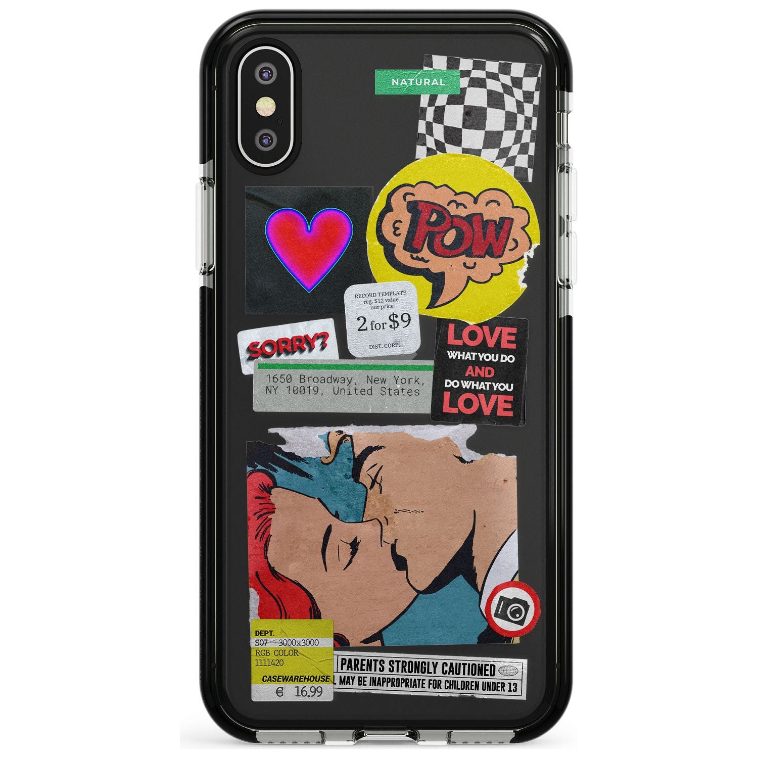 Retro Sticker Mix Pink Fade Impact Phone Case for iPhone X XS Max XR