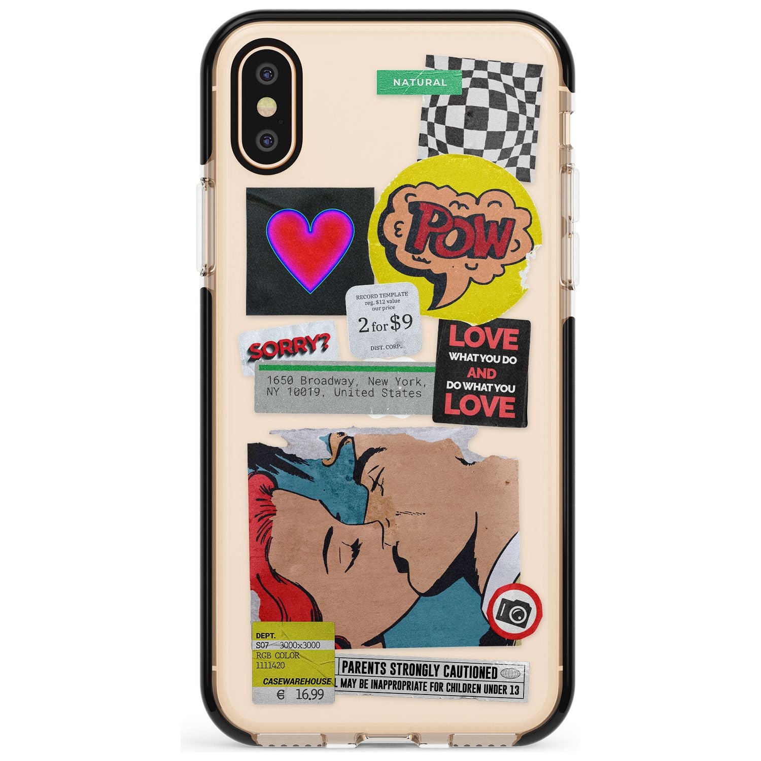 Retro Sticker Mix Pink Fade Impact Phone Case for iPhone X XS Max XR