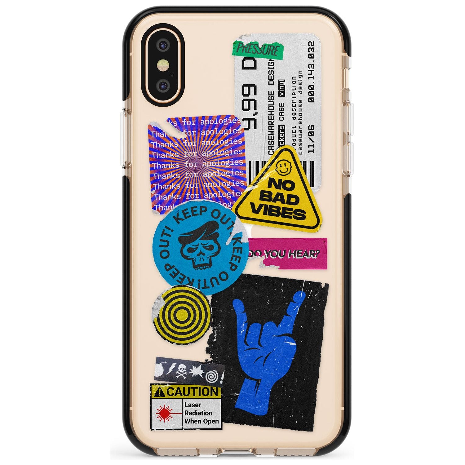 No Bad Vibes Sticker Mix Pink Fade Impact Phone Case for iPhone X XS Max XR