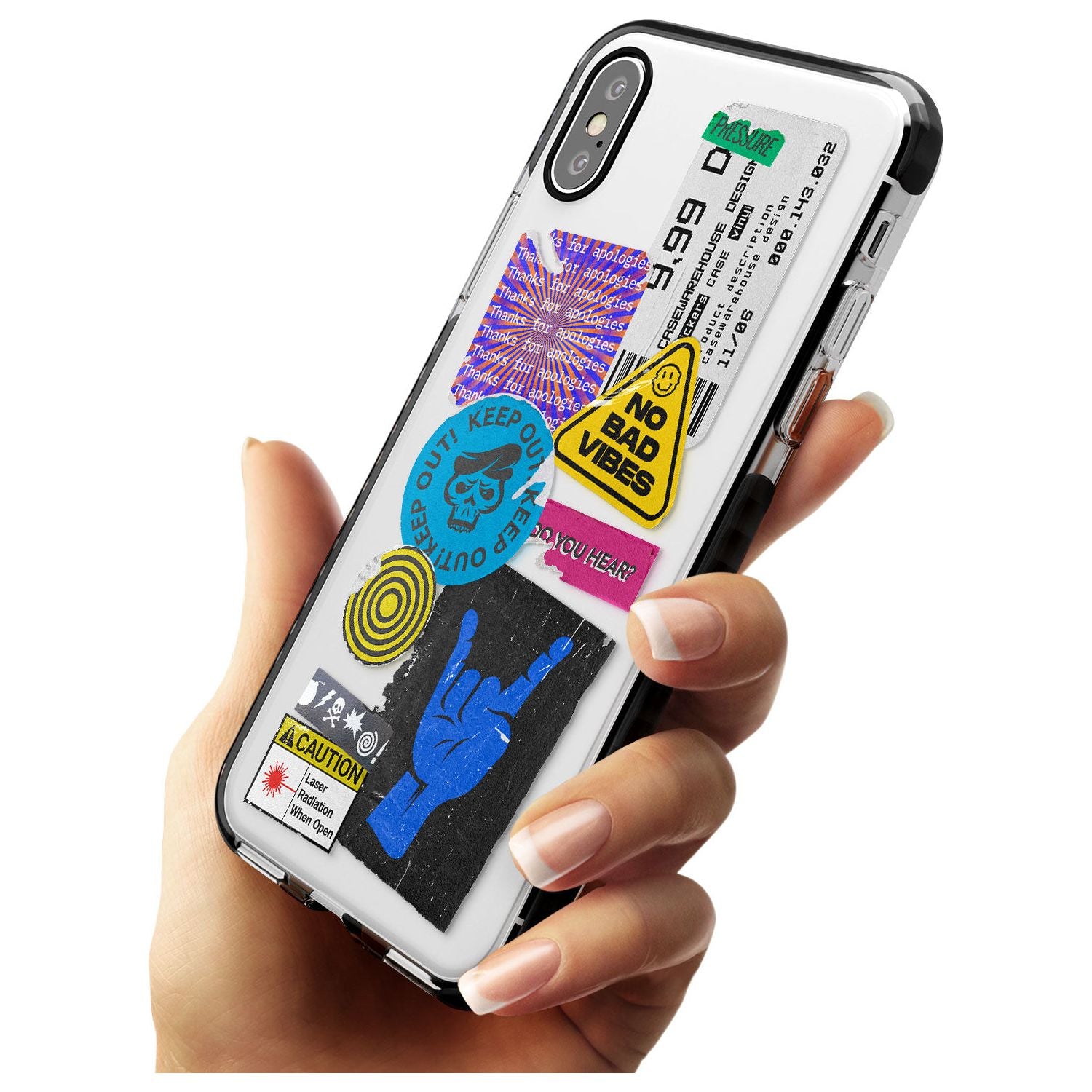 No Bad Vibes Sticker Mix Pink Fade Impact Phone Case for iPhone X XS Max XR