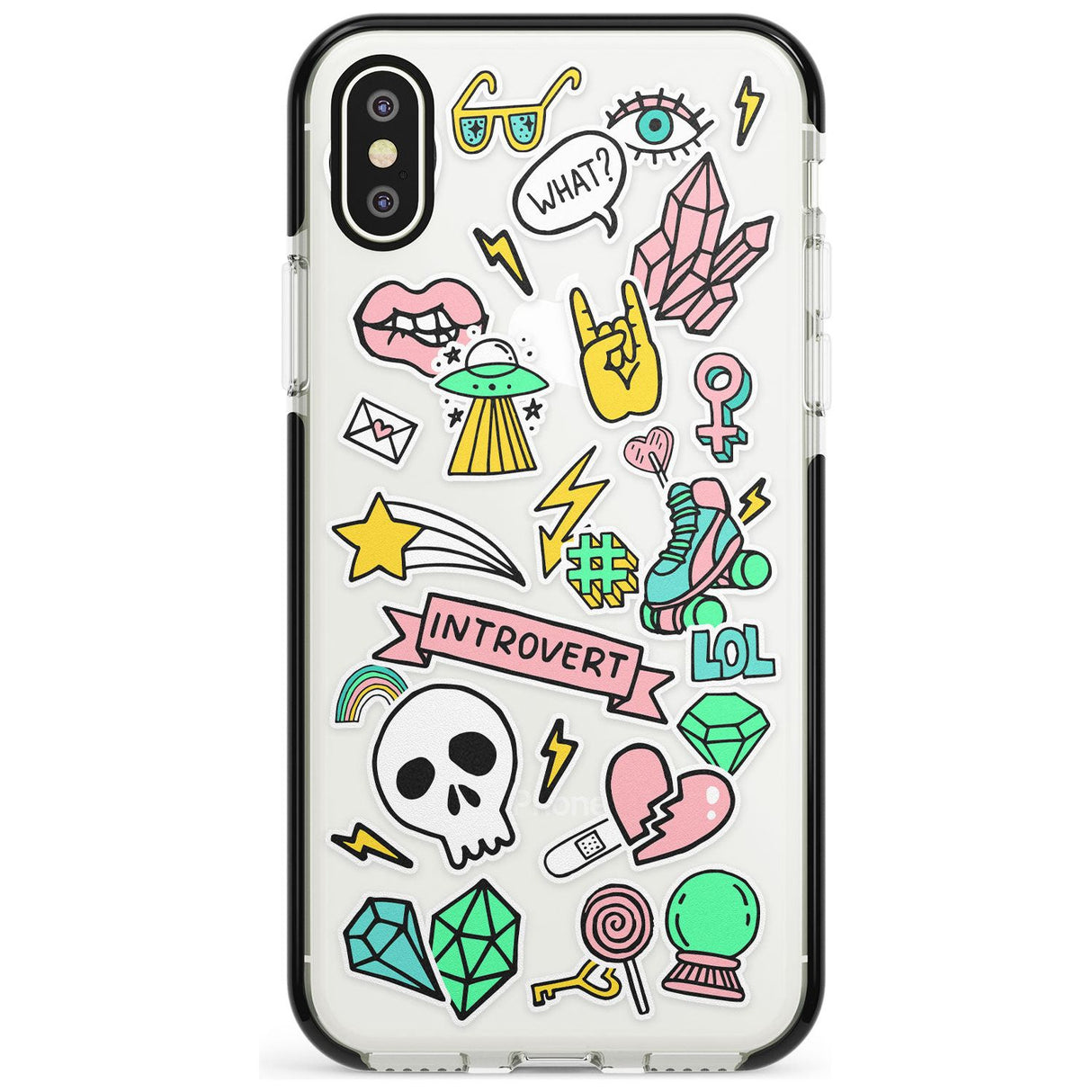 Introvert Sticker  iPhone Case  Black Impact Phone Case - Case Warehouse