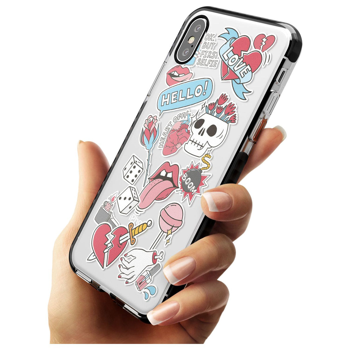 Skull & Flowers Sticker  iPhone Case   Phone Case - Case Warehouse