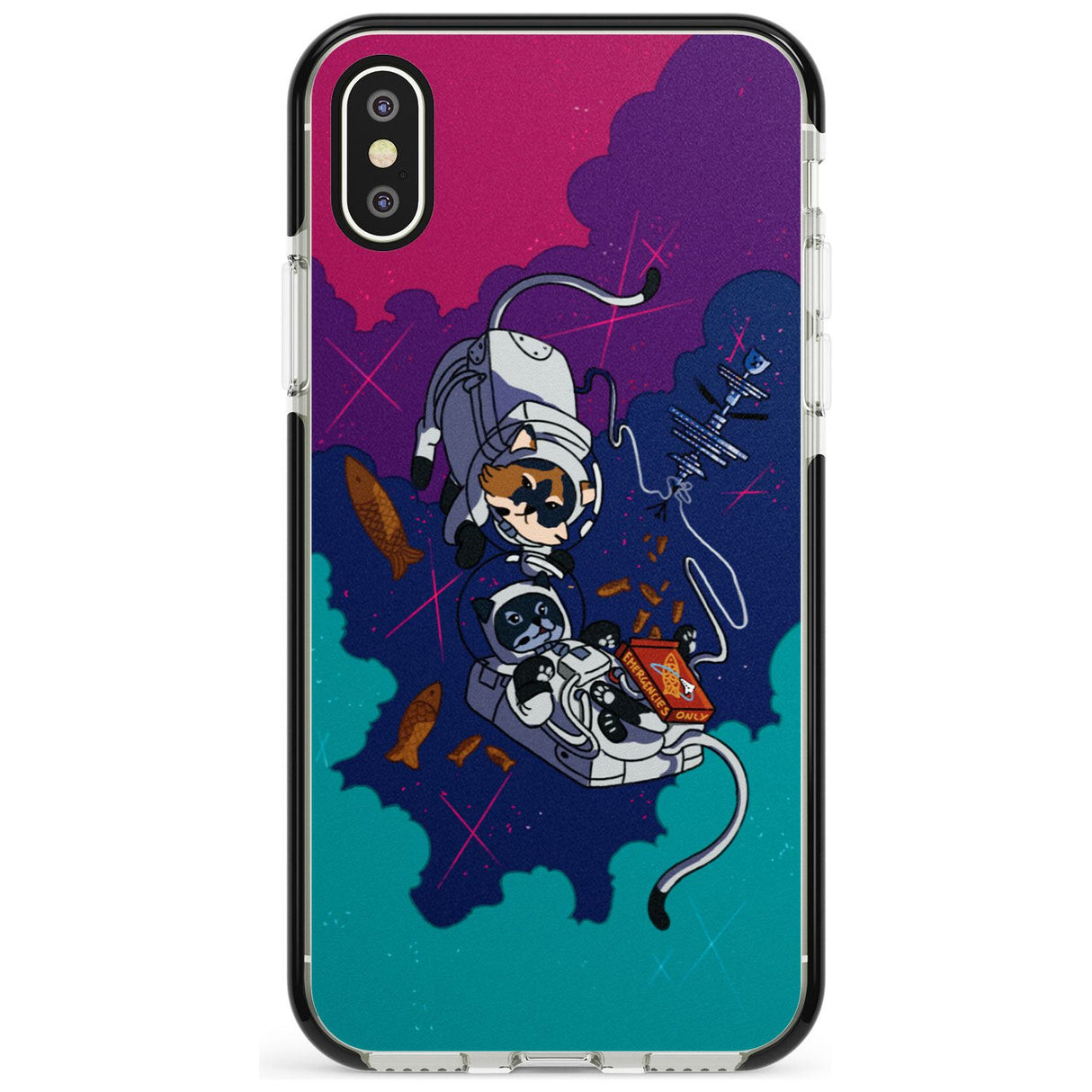 CATS IN SPACE Pink Fade Impact Phone Case for iPhone X XS Max XR