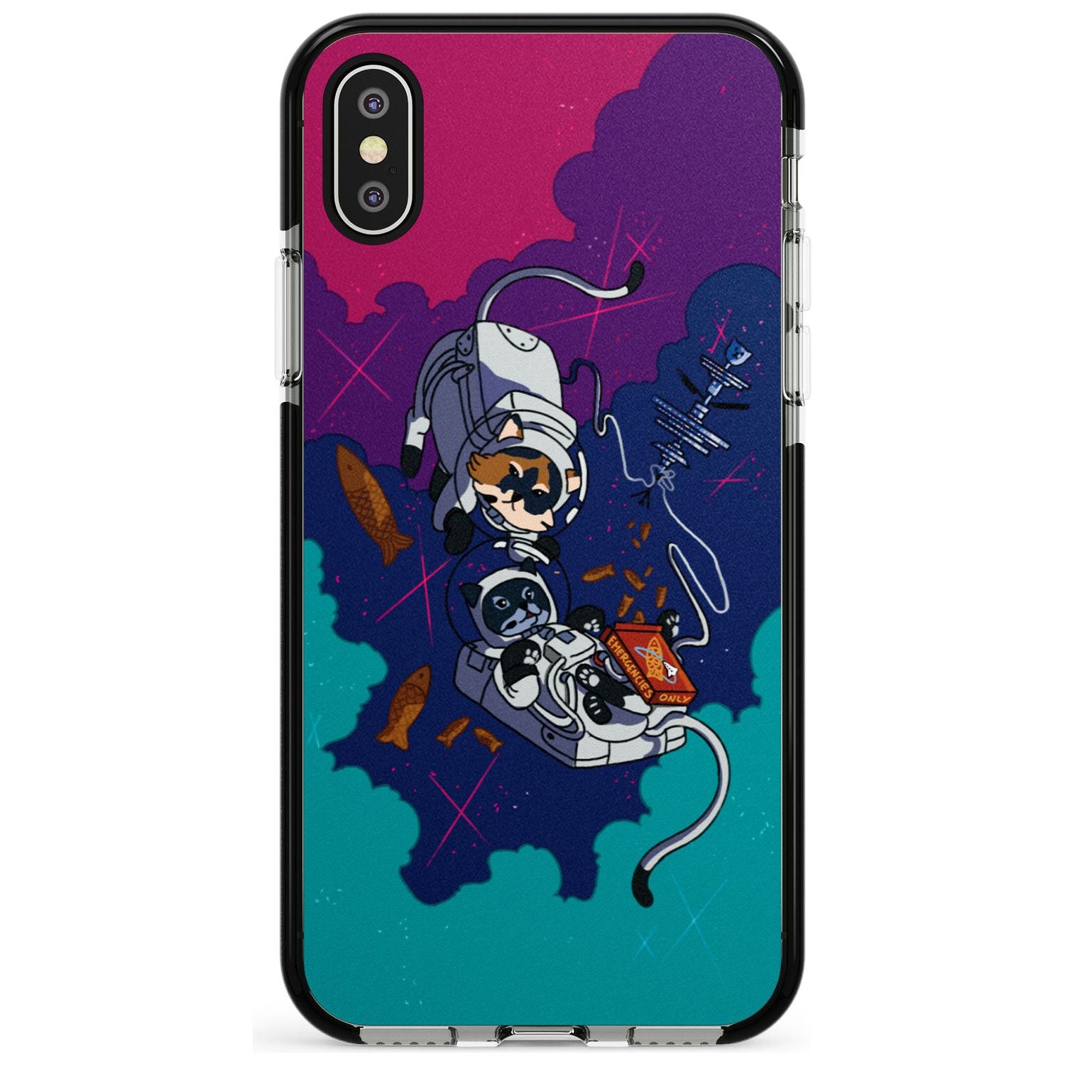 CATS IN SPACE Pink Fade Impact Phone Case for iPhone X XS Max XR