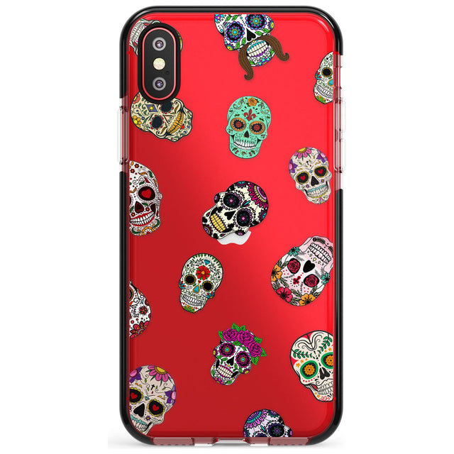 Mixed Sugar Skull Pattern Black Impact Phone Case for iPhone X XS Max XR