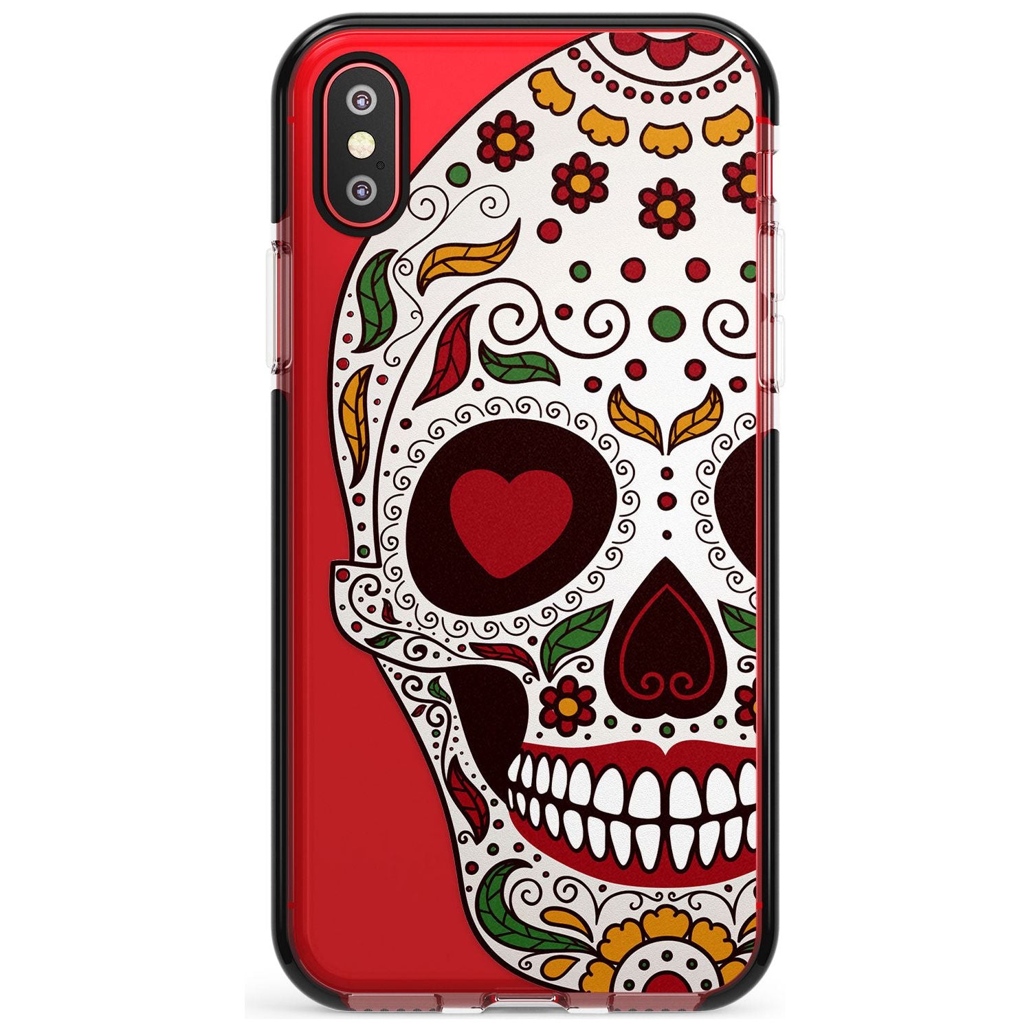Autumn Sugar Skull Black Impact Phone Case for iPhone X XS Max XR