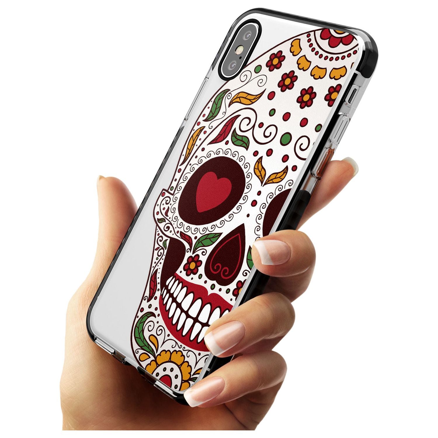 Autumn Sugar Skull Black Impact Phone Case for iPhone X XS Max XR