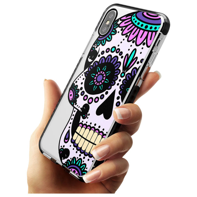 Violet Sugar Skull Black Impact Phone Case for iPhone X XS Max XR