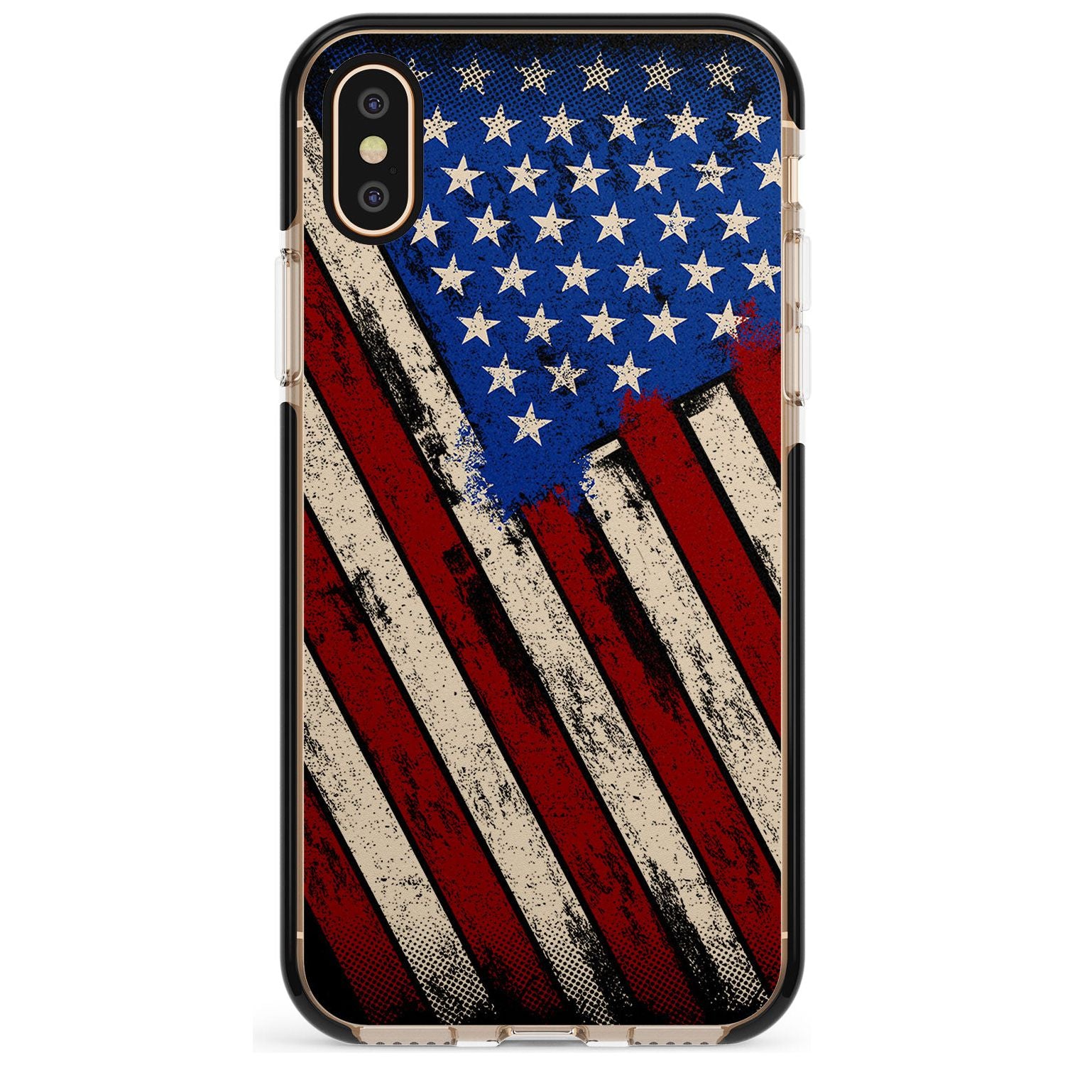 Distressed US Flag Black Impact Phone Case for iPhone X XS Max XR