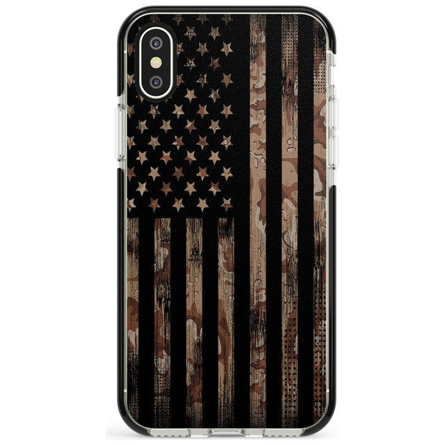 Desert Camo US Flag Black Impact Phone Case for iPhone X XS Max XR