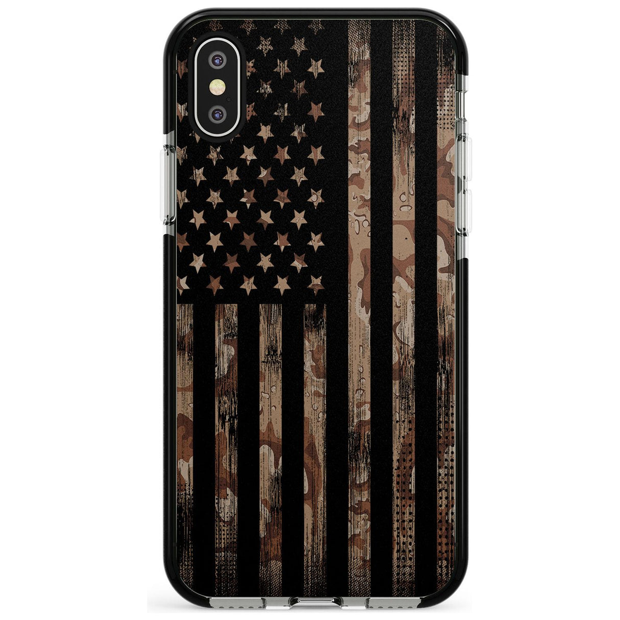 Desert Camo US Flag Black Impact Phone Case for iPhone X XS Max XR