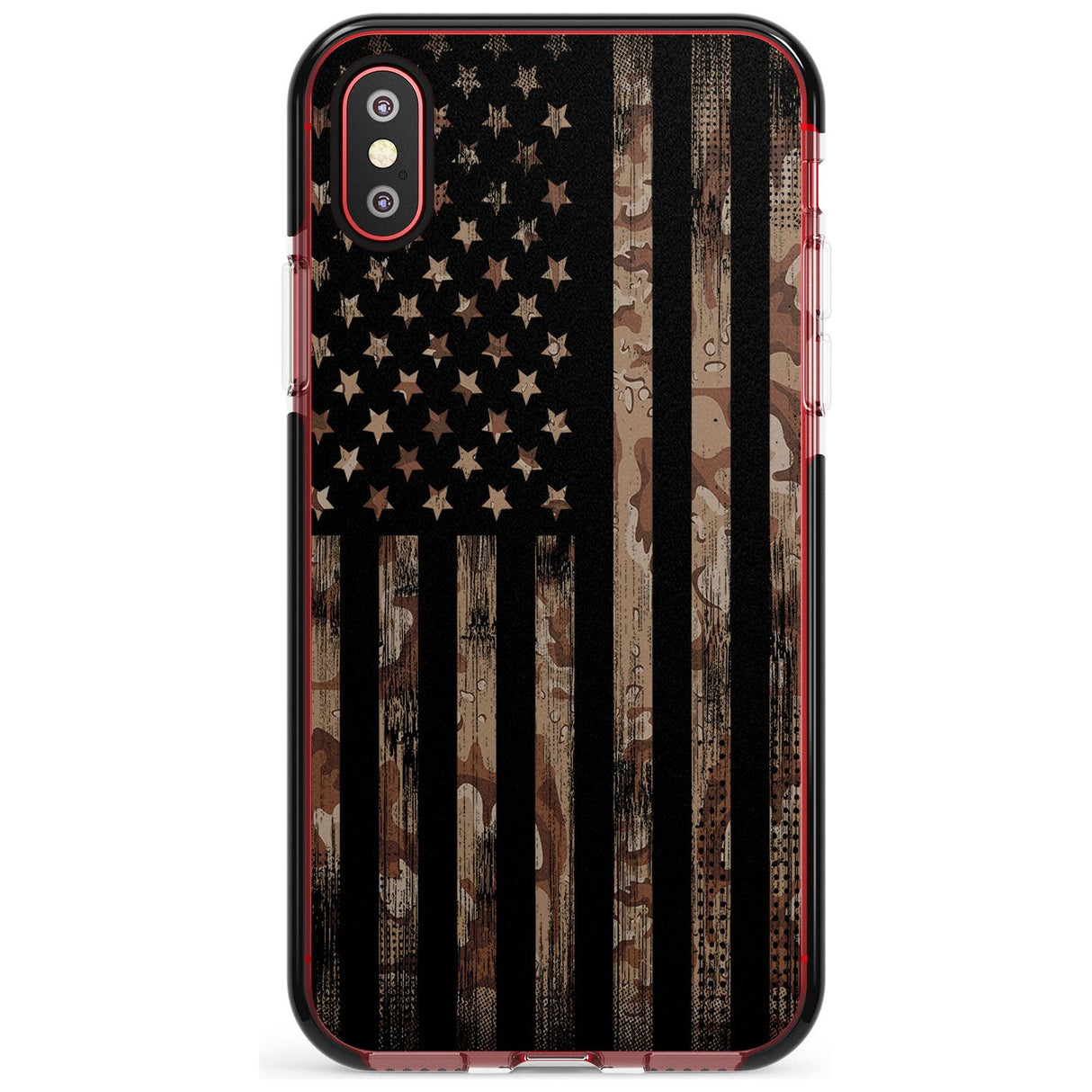 Desert Camo US Flag Black Impact Phone Case for iPhone X XS Max XR