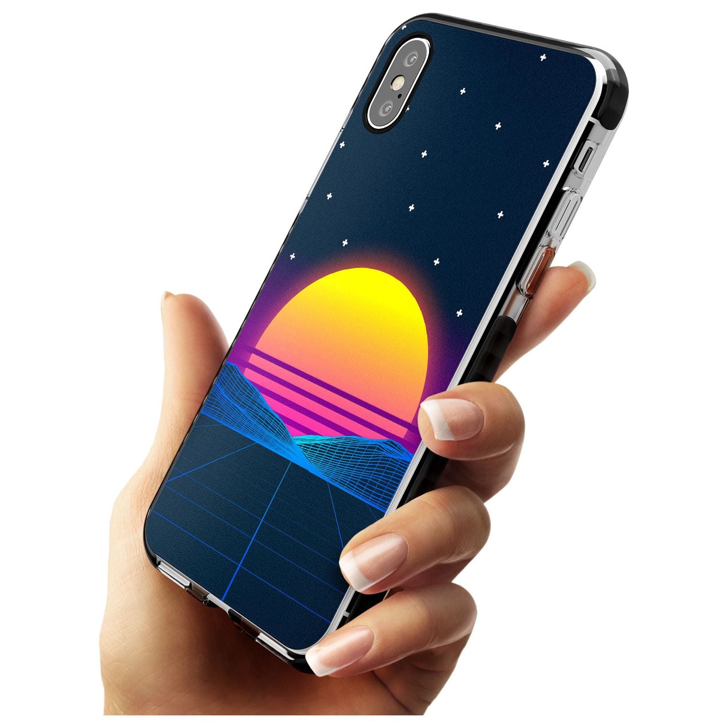 Retro Sunset Vaporwave Black Impact Phone Case for iPhone X XS Max XR