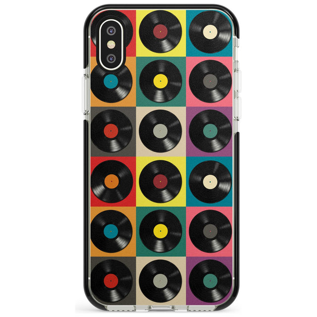 Vinyl Record Pattern Black Impact Phone Case for iPhone X XS Max XR