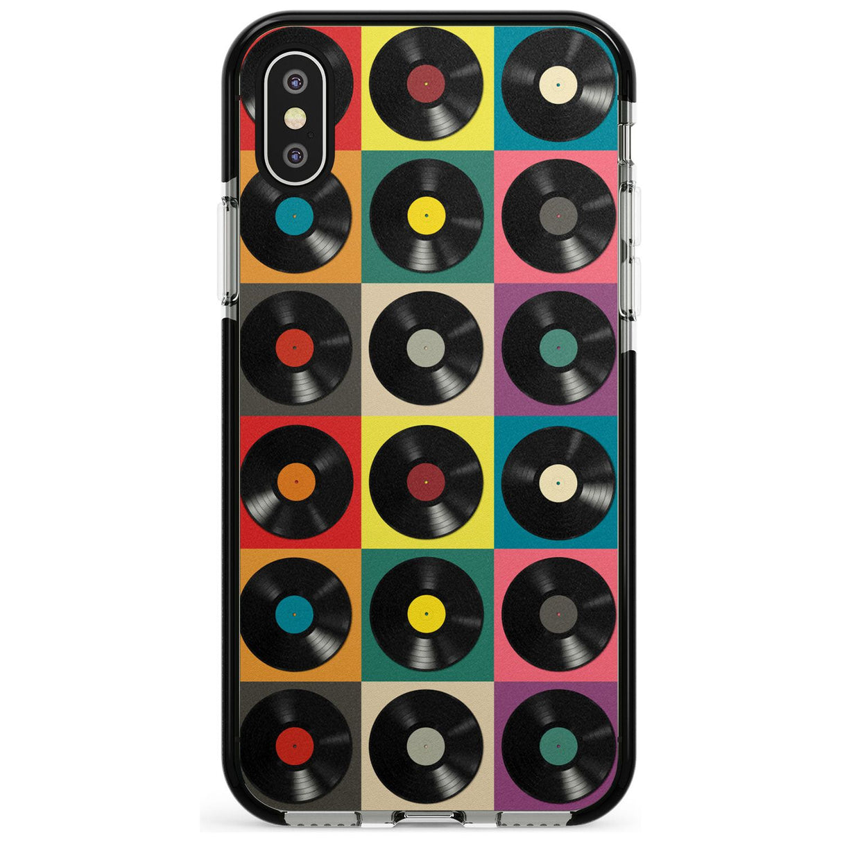 Vinyl Record Pattern Black Impact Phone Case for iPhone X XS Max XR