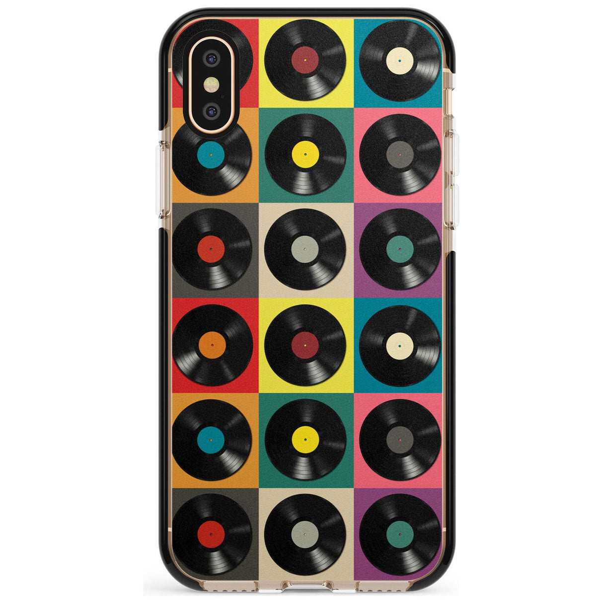 Vinyl Record Pattern Black Impact Phone Case for iPhone X XS Max XR