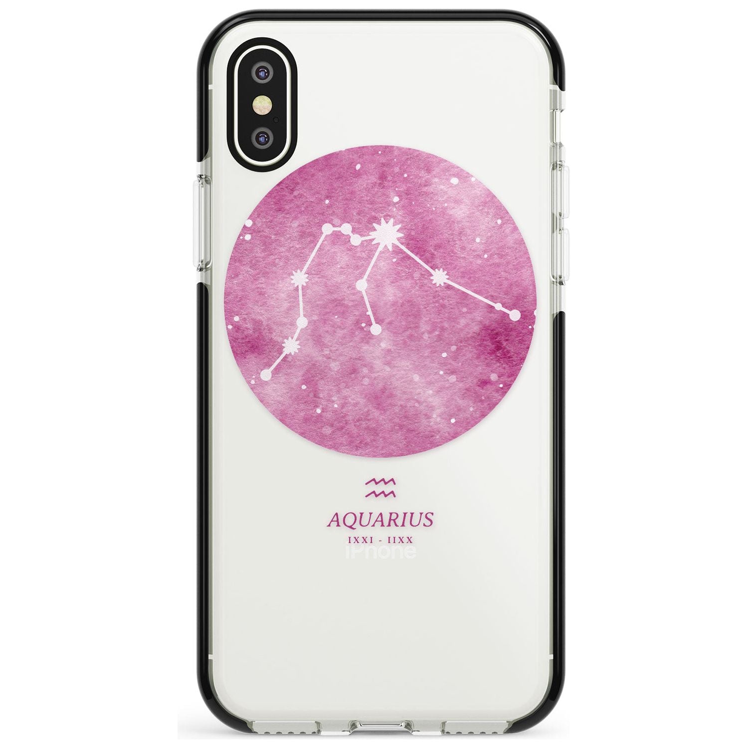 Aquarius Zodiac Transparent Design - Pink Black Impact Phone Case for iPhone X XS Max XR