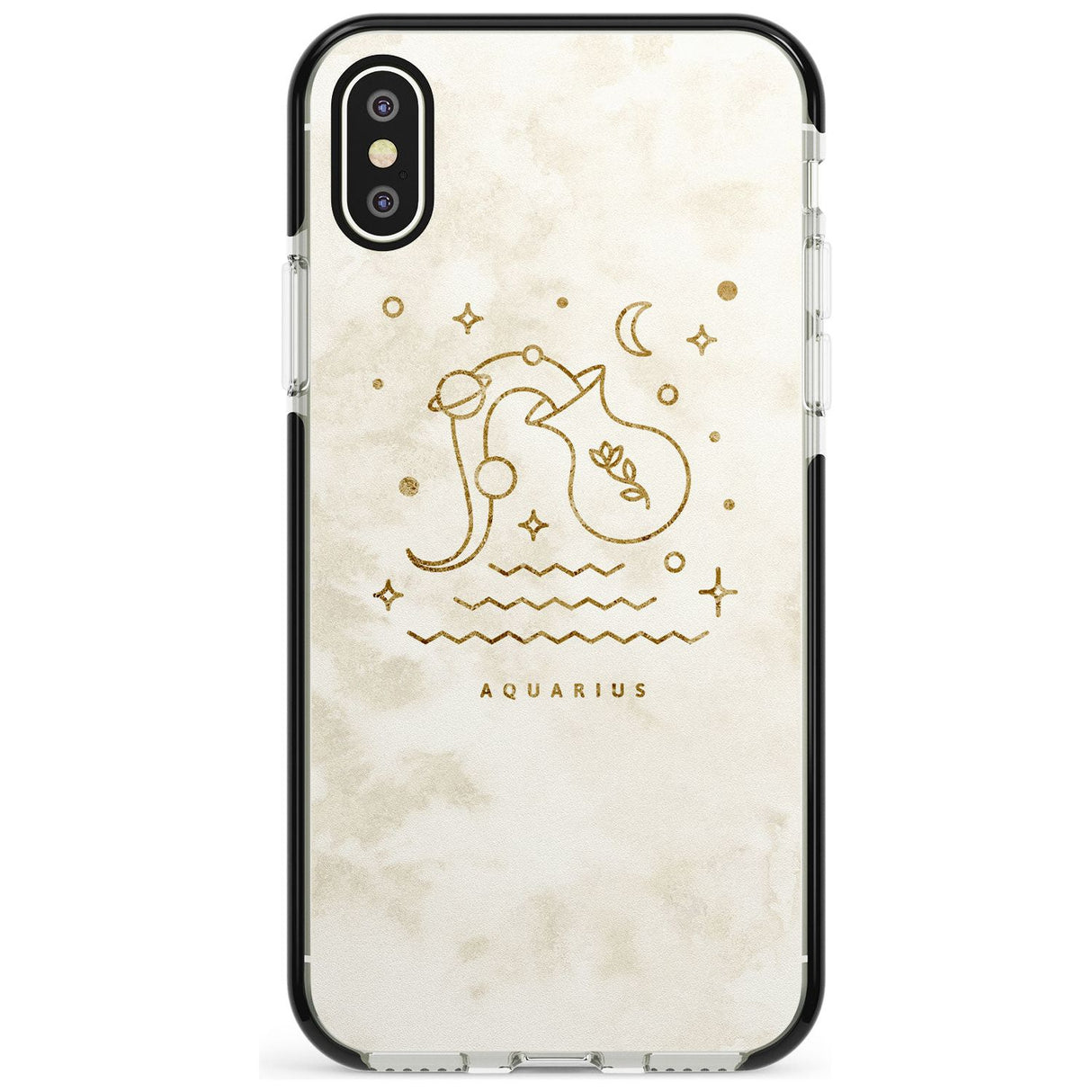 Aquarius Emblem - Solid Gold Marbled Design Black Impact Phone Case for iPhone X XS Max XR