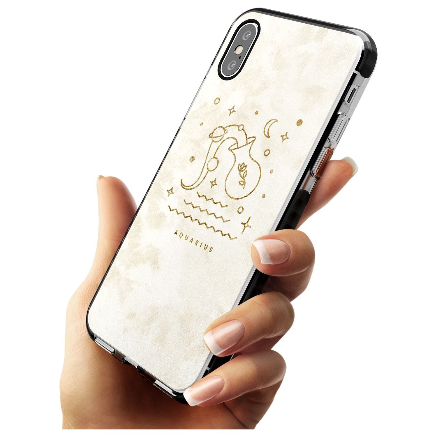 Aquarius Emblem - Solid Gold Marbled Design Black Impact Phone Case for iPhone X XS Max XR