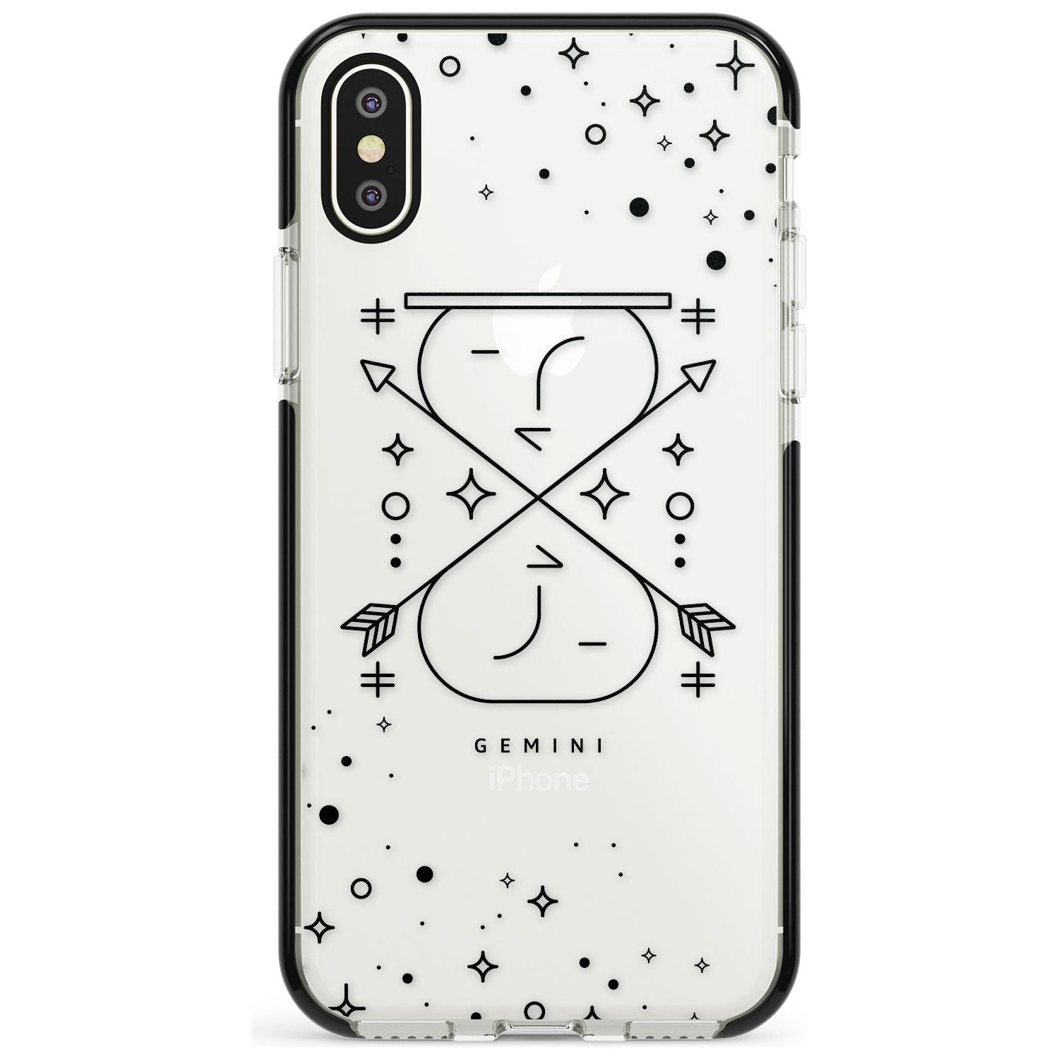 Gemini Emblem - Transparent Design Black Impact Phone Case for iPhone X XS Max XR
