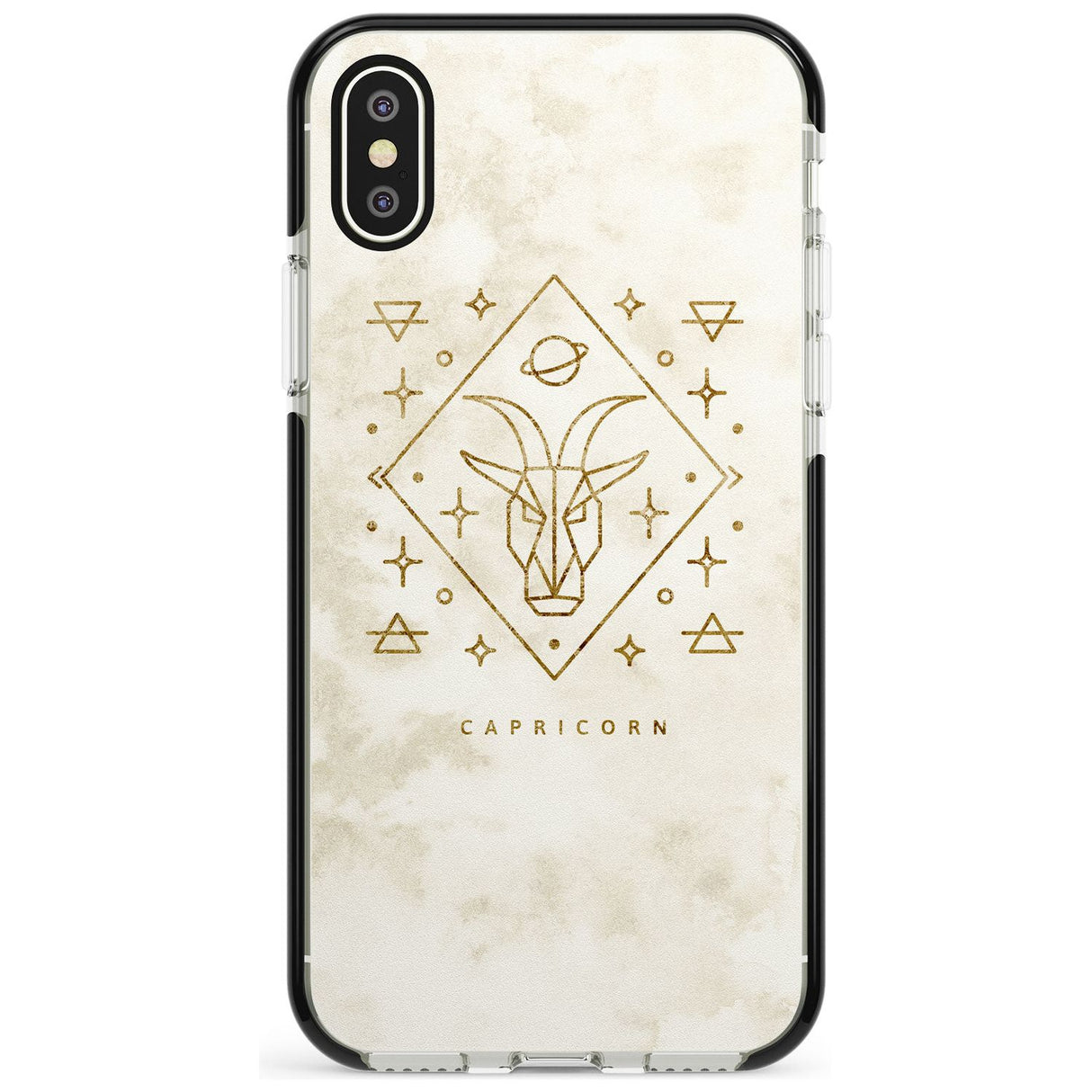 Capricorn Emblem - Solid Gold Marbled Design Black Impact Phone Case for iPhone X XS Max XR