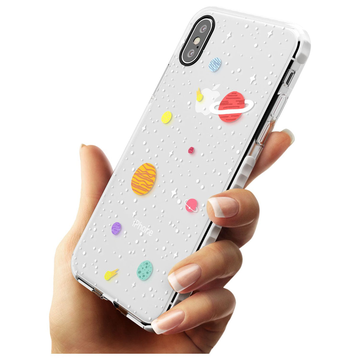 Cute Cartoon Planets (Clear) Impact Phone Case for iPhone X XS Max XR