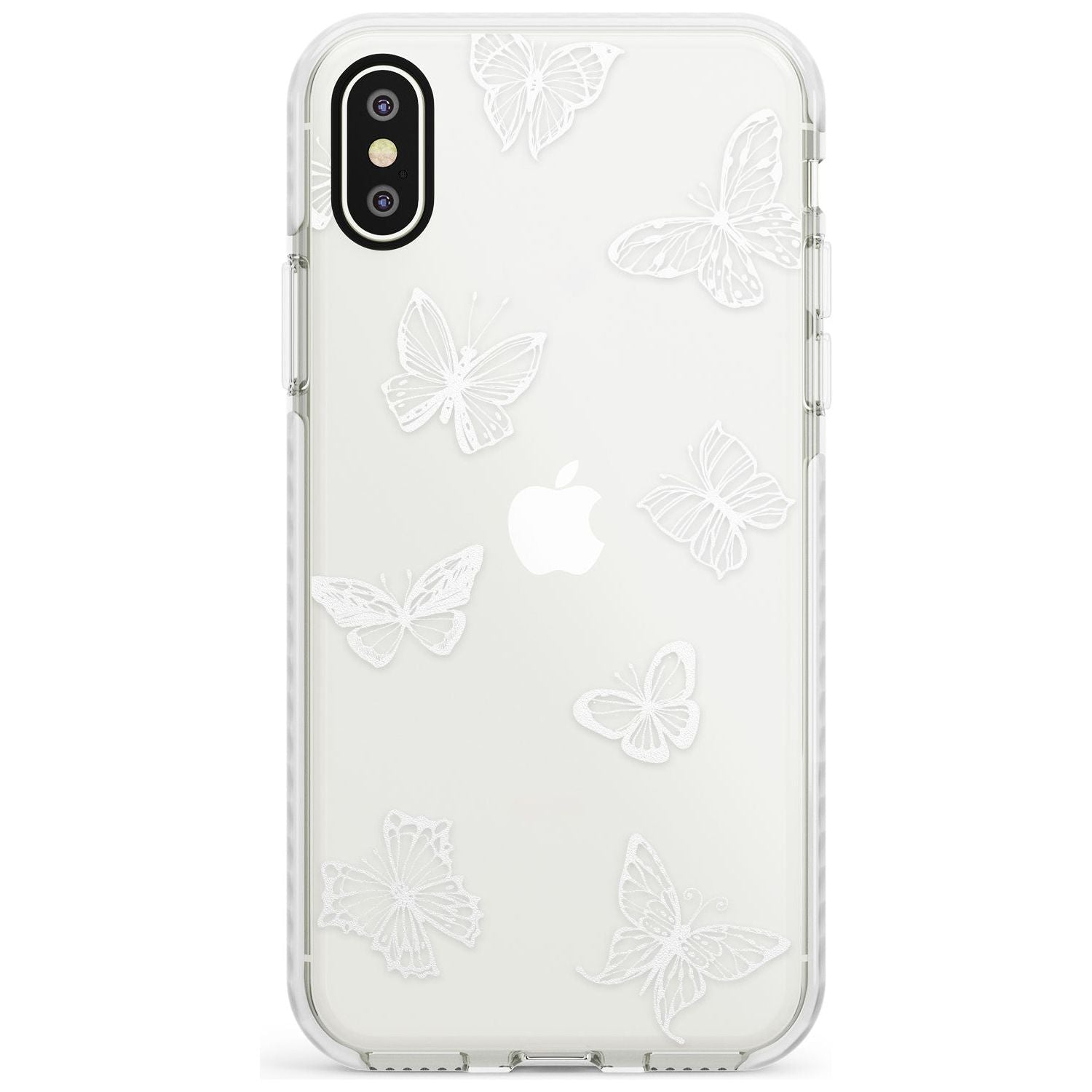 White Butterfly Line Pattern Impact Phone Case for iPhone X XS Max XR