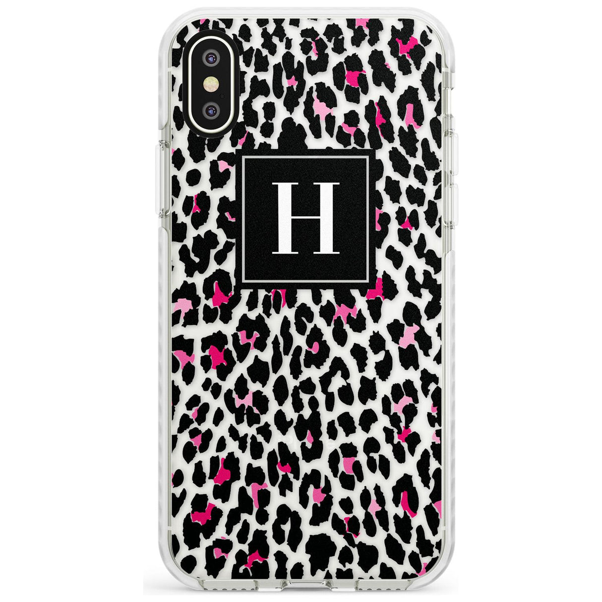 Customised Pink Monogram Leopard Spots Impact Phone Case for iPhone X XS Max XR