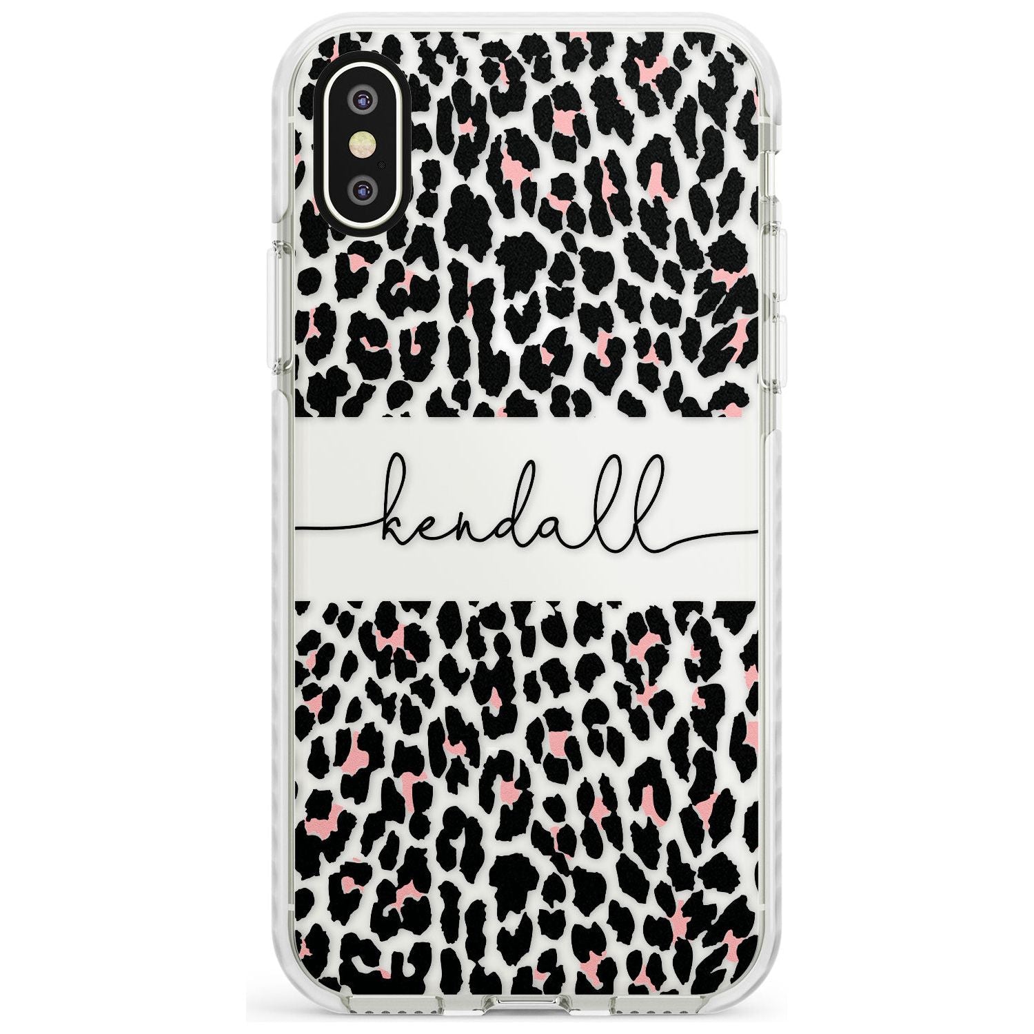 Custom Pink & Cursive Leopard Spots iPhone Case  Impact Case Custom Phone Case - Case Warehouse