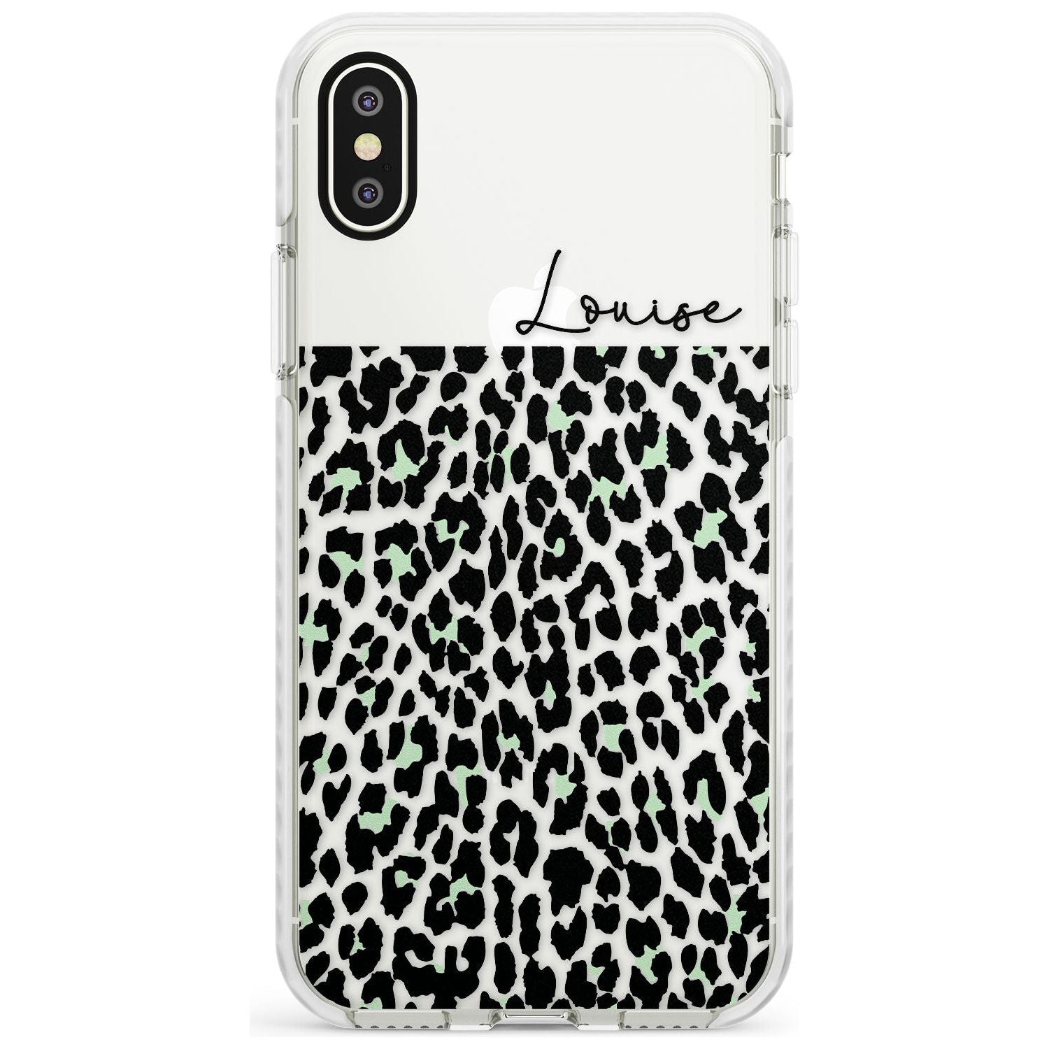 CustomSeafoam Green & Cursive Leopard Spots Impact Phone Case for iPhone X XS Max XR