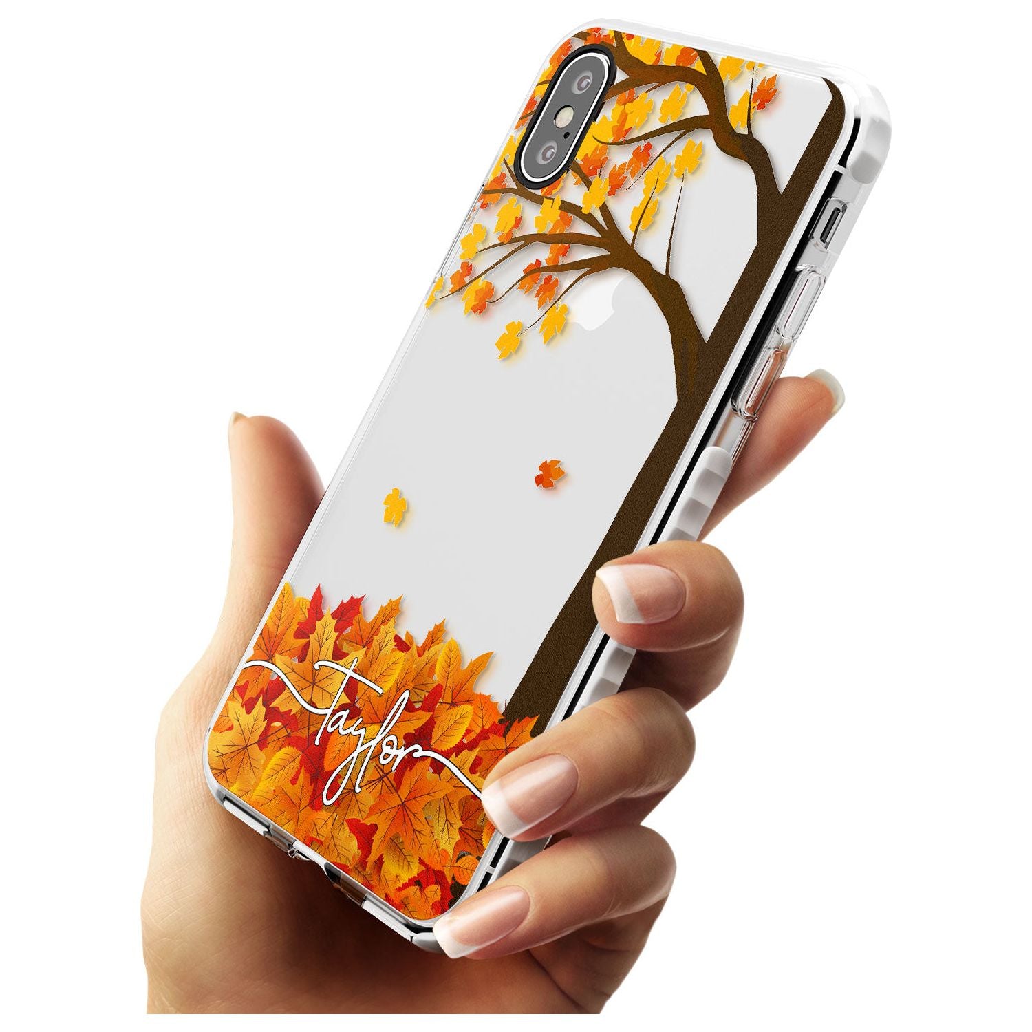 Personalised Autumn Leaves Impact Phone Case for iPhone X XS Max XR