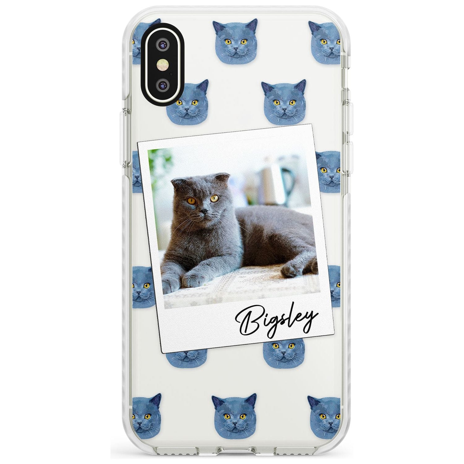 Personalised English Blue Cat Photo Impact Phone Case for iPhone X XS Max XR