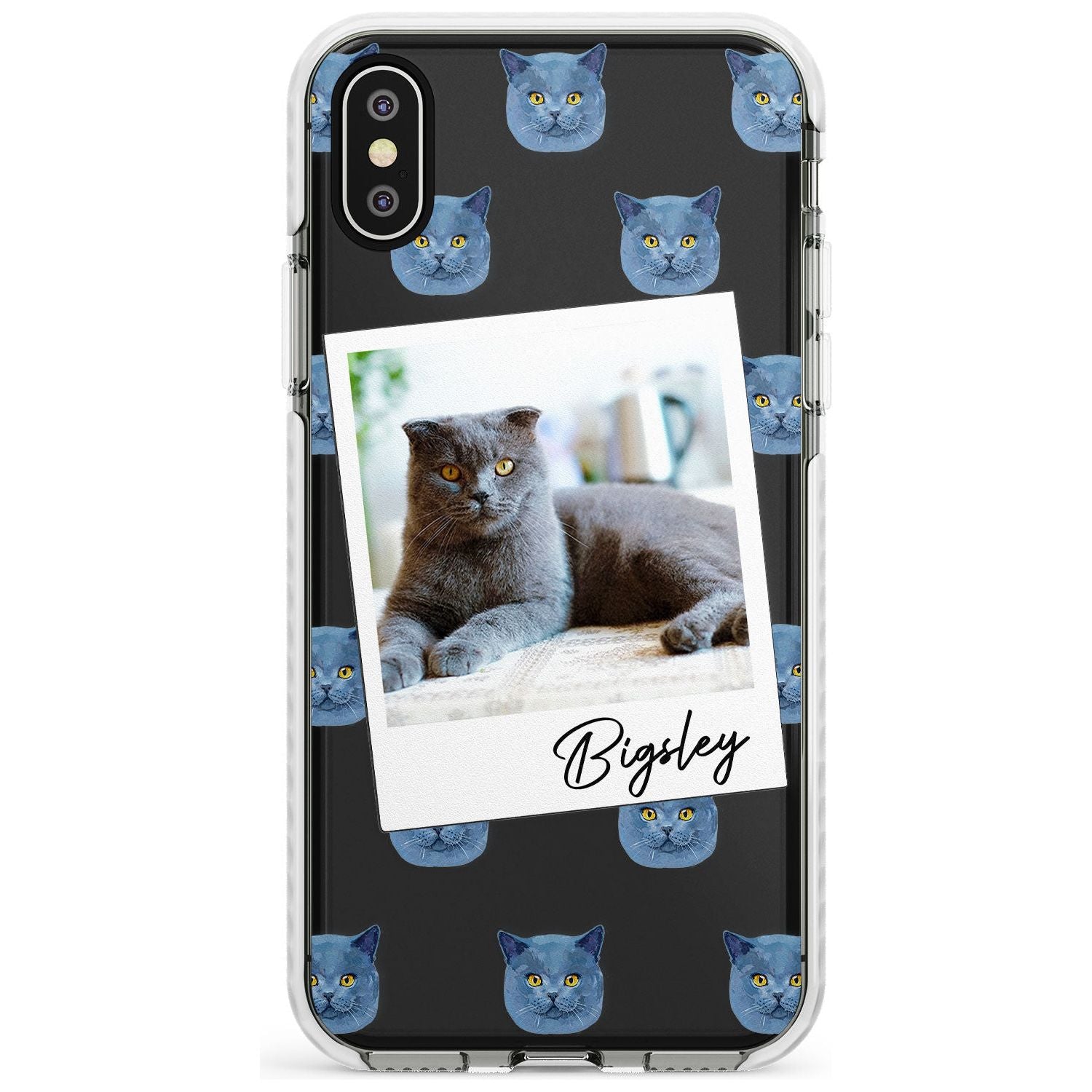 Personalised English Blue Cat Photo Impact Phone Case for iPhone X XS Max XR