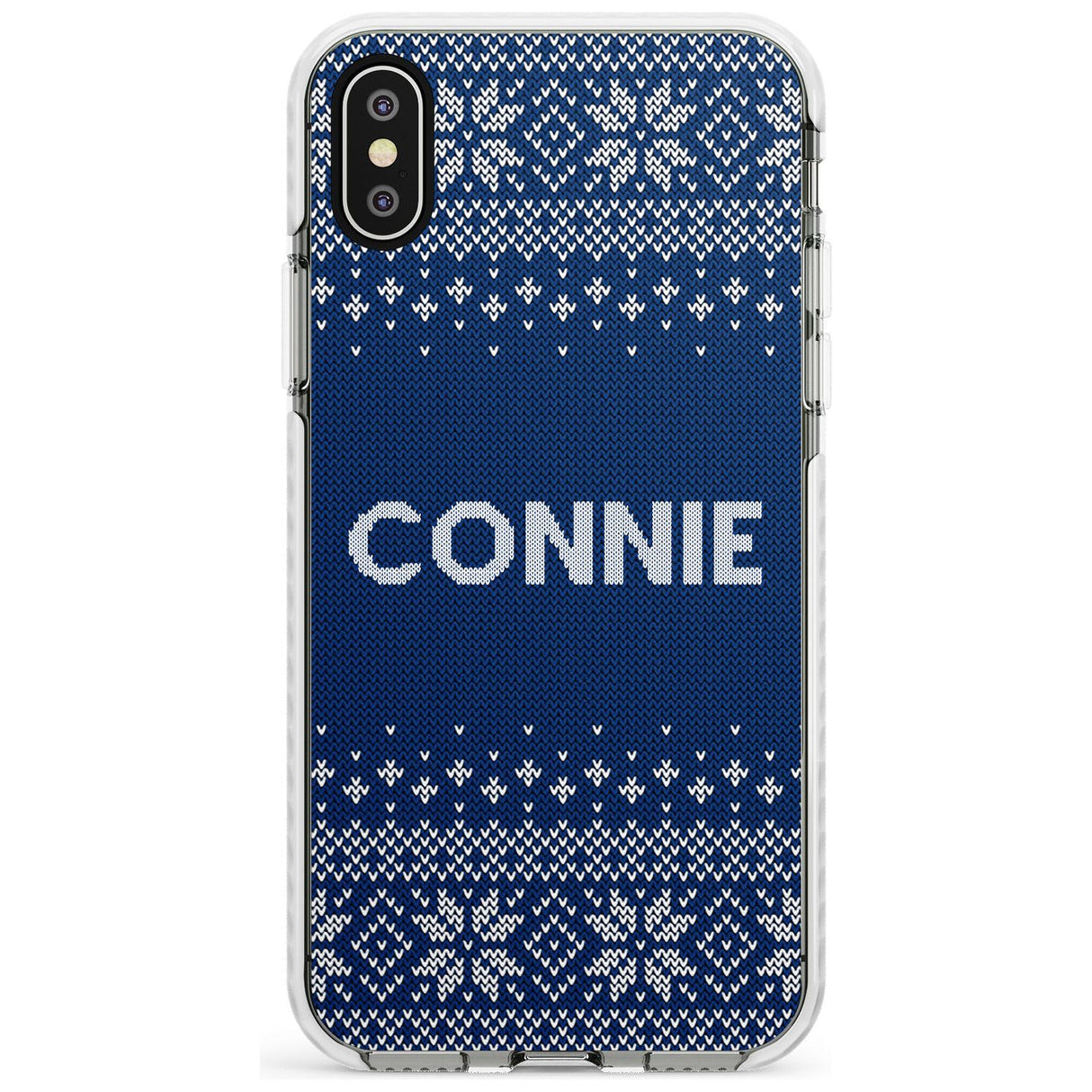 Personalised Blue Christmas Knitted Jumper Impact Phone Case for iPhone X XS Max XR