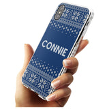 Personalised Blue Christmas Knitted Jumper Impact Phone Case for iPhone X XS Max XR