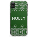 Personalised Green Christmas Knitted Jumper Impact Phone Case for iPhone X XS Max XR