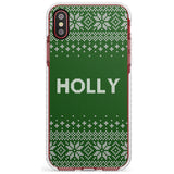 Personalised Green Christmas Knitted Jumper Impact Phone Case for iPhone X XS Max XR